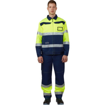 Костюм рабочий летний мужской Кандел КБР с СОП синий/лимонный (размер 52-54, рост 194-200)