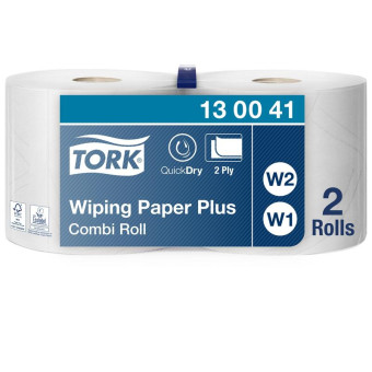 Протирочная бумага Tork Плюс W1/W2 130041 белая (2 рулона по 255 метров)