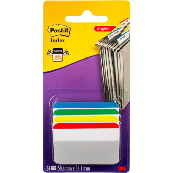 Клейкие закладки Post-it пластиковые 4 цвета по 6 листов 50.8х38.1 мм со сгибом
