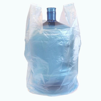 Пакет-майка на бутыль 19 литров Знак Качества ПНД прозрачный 18 мкм (32+20x68 см, 100 штук в упаковке)