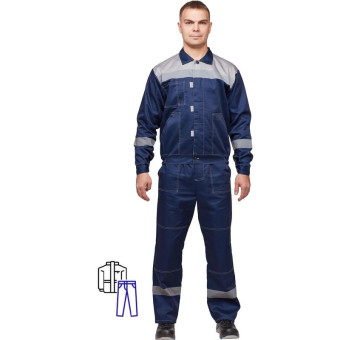 Костюм рабочий летний мужской л20-КБР с СОП синий/серый (размер 48-50, рост 170-176)