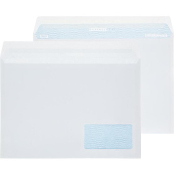 Конверт BusinessPost C4 100 г/кв.м белый стрип с внутренней запечаткой с правым окном (250 штук в упаковке)