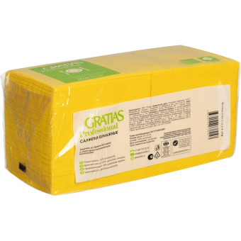 Салфетки бумажные Gratias 2-слойные 24x24 см жёлтые (250 листов в пачке)