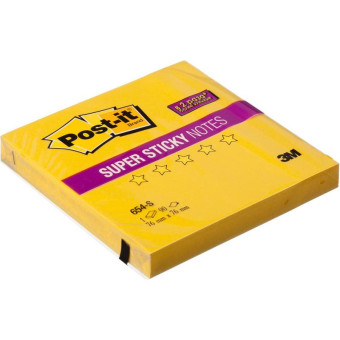 Стикеры Post-it 76x76 мм неоновые желтые (1 блок, 90 листов)