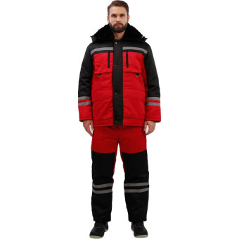 Костюм рабочий зимний мужской з03-КПК с СОП красный/черный (размер 56-58, рост 182-188)