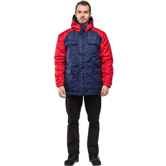 Куртка рабочая зимняя мужская з41-КУ синяя/красная из ткани таслан (размер 48-50, рост 170-176)