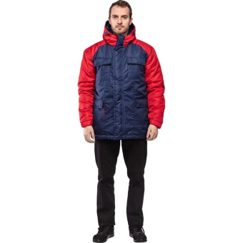Куртка рабочая зимняя мужская з41-КУ синяя/красная из ткани таслан (размер 52-54, рост 170-176)