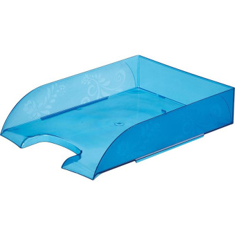 Лоток горизонтальный для бумаг Комус Русская серия пластиковый синий