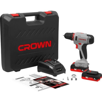 Дрель-шуруповёрт аккумуляторная Crown CT21081H-2 BMC 2 АКБ x Li-ion  (12В, 2 Ач)+ЗУ в кейсе