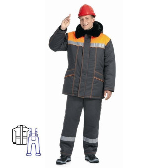 Костюм рабочий зимний мужской Билд-КПК с СОП темно-серый/оранжевый (размер 44-46, рост 182-188)