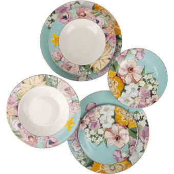 Набор тарелок на 3 персоны 6 предметов Nouvelle Home Flowers фарфоровый