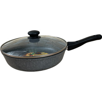 Сковорода Panairo Sogretta алюминий/мраморное покрытие со съемной ручкой и крышкой 22 см