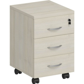 Тумба подкатная Комфорт К.301 ДШ с замком (дуб шамони светлый, 400х445х600 мм, 3 ящика)