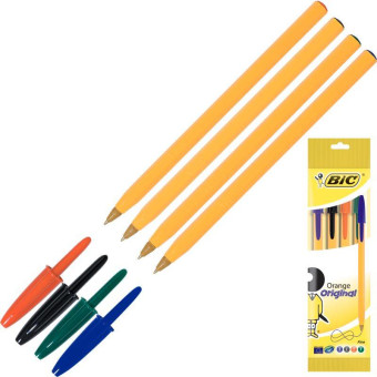 Набор шариковых ручек одноразовых BIC Orange 4 цвета (толщина линии 0.3 мм)