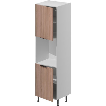 Шкаф кухонный (колонка) под духовку VOK T2D_204_60 (дуб сонома/белый  шагрень, 600х560х2190 мм)