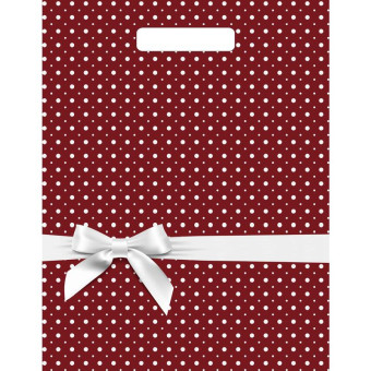 Пакет полиэтиленовый Горох красный 40х30 см с вырубной ручкой (50 штук в упаковке)