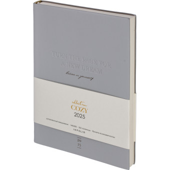 Ежедневник датированный 2025 год InFolio искусственная кожа тиснение А5 176 листов серый