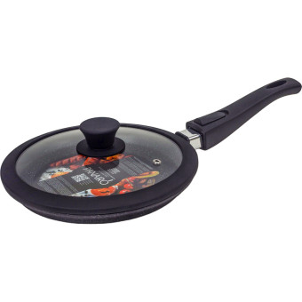 Сковорода блинная Panairo Forrena Pro Max 22 см с антипригарным  покрытием/с крышкой/со съёмной ручкой