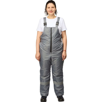 Полукомбинезон рабочий зимний женский з46-ПК с СОП серый (размер 56-58, рост 158-164 см)