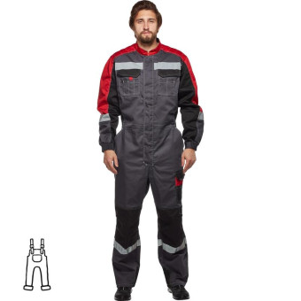Комбинезон рабочий летний Формула-Ком с СОП серый/красный (размер 56-58, рост 170-176)