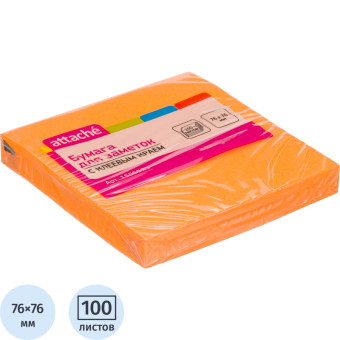 Стикеры 76х76 мм Attache неоновые оранжевые (1 блок на 100 листов)