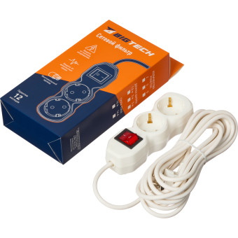 Сетевой фильтр BigTech ST210-5-W на 2 розетки 5 метров
