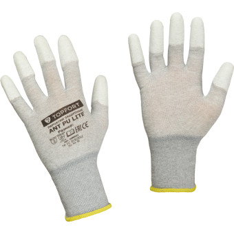 Перчатки рабочие защитные TOPFORT Ant PU Lite нейлоновые с карбоновой  нитью и полиуретановым покрытием (размер 9 (L))