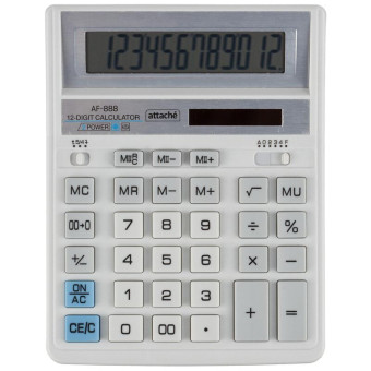 Калькулятор настольный Attache AF-888 12-разрядный белый/серый 204x158x38 мм