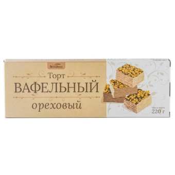 Торт вафельный ВкусВилл ореховый 220 г