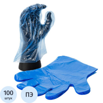 Перчатки полиэтиленовые голубые (50 пар/уп) /M (КФС) (Аналог 3477,OptiLine)