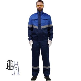 Костюм рабочий летний мужской л25-КПК с СОП синий/васильковый (размер 44-46, рост 182-188 см)