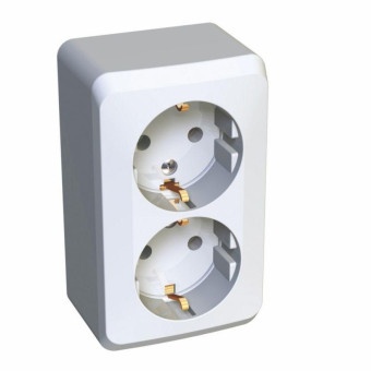 Розетка Schneider Electric Этюд двухместная с заземлением 16А IP20 открытого монтажа белая (PA16-007B)