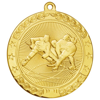 Медаль призовая Хоккей 50 мм золотистая