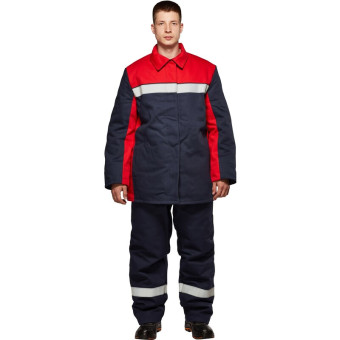 Костюм сварщика Арсенал КС04ОТ зимний синий/красный (размер 52-54, рост  170-176)