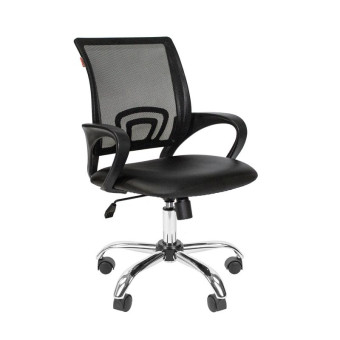 Кресло офисное Easy Chair 304 черное (искусственная кожа/сетка/хромированный металл)