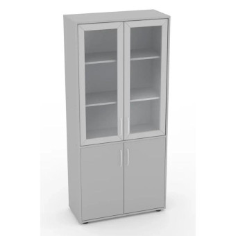 Шкаф Точка Роста с остеклением широкий (серый, 826х370х1807 мм)
