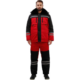 Костюм рабочий зимний мужской з03-КПК с СОП красный/черный (размер 60-62, рост 170-176)