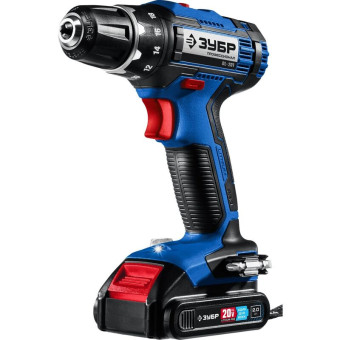 Дрель-шуруповерт аккумуляторная Зубр DL-201-22 2 АКБ х Li-ion (20В, 2 Ач)+ЗУ в кейсе