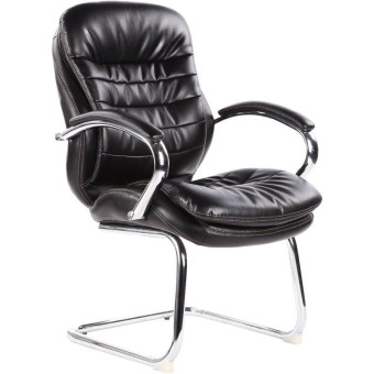 Конференц-кресло Easy Chair 515 VR на полозьях черное (рециклированная кожа/металл хромированный)