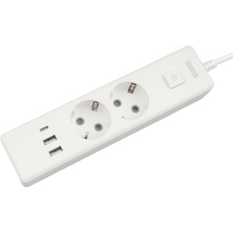 Удлинитель Power Cube 2 розетки + USB 1.9 м с заземлением и выключателем (PC-4-2M)