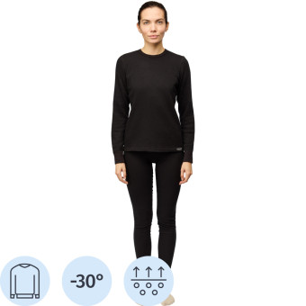 Термофутболка женская с длинным рукавом Guahoo G22-0051S с начёсом  чёрная (размер 42, рост 164 см)