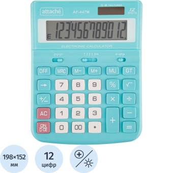 Калькулятор настольный Attache AF-447M 12-разрядный мятный/белый  198x152x42 мм