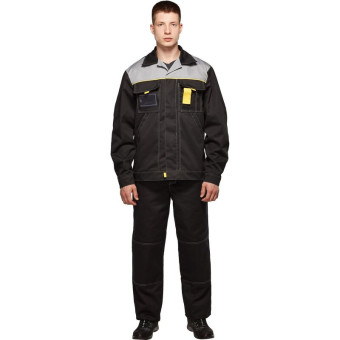Костюм рабочий летний мужской л10-КБР черный/серый (размер 60-62, рост  182-188)