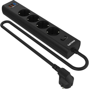 Сетевой фильтр Philips CHP8246BB/51 на 4 розетки 3 метра + 2 USB