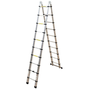 Лестница телескопическая Алюмет алюминиевая 2х10 ступеней 620 см (DTLH  3.1)