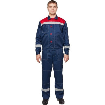 Костюм рабочий летний мужской л20-КПК с СОП синий/красный (размер 68-70,  рост 194-200)