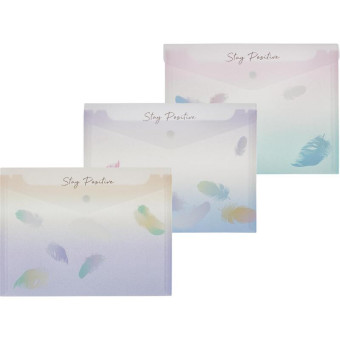 Папка-конверт на кнопке Attache Selection Перья А5 180 мкм (3 штуки в упаковке)