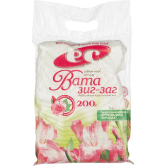 Вата Емельянъ Савостинъ Зиг-Заг хирургическая нестерильная 200 г