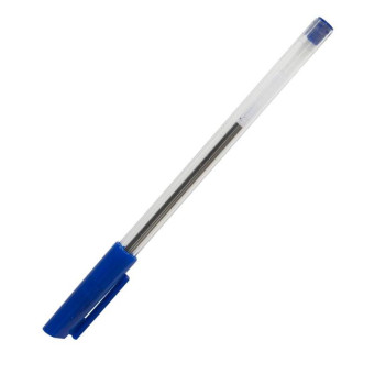 Ручка шариковая одноразовая синяя (прозрачный корпус, толщина линии 0.7 мм)