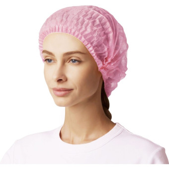 Шапочка одноразовая Шарлотта розовая (100 штук в упаковке)